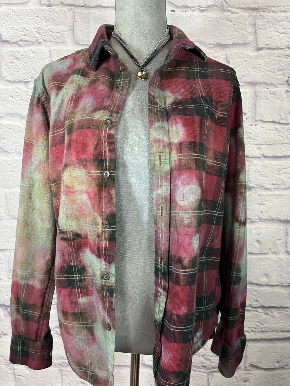 Reworked/upcycled slim fit flannel shirt SKU B1952
